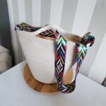 White Beach Bag With Colored Handle