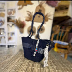 Dark Blue Beach Bag With White Lines